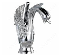AAureolo Modern Silver Swan Shape Bathroom Faucet, Single Lever to Adjust Water Flow Size/Hot and Cold, Single Hole, Retro and Elegant, Bathroom Vanity, Basin, Bathtub, Kitchen Sink Faucet.