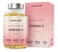 AAVALABS Omega 3 Fish Oil 2000mg per Daily dose (2 softgels) - 1000...