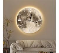 AAVEDA Moon Wall Clock,Silent Luminous Wall Clock 12 inch LED Night Light Clock,No Ticking Round Moon Pattern,Living Room Decor Decor for Bathroom,Bedroom,Kitchen,Office