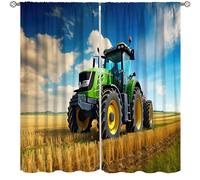 AAVEUP Tractor Curtains, Country Farm Field Green Machinery Tractor Harvester Jobs Decor Windows Treatments, Thermal Insulated Drapes for Kids Boys Bedroom Living Room Country Cottage 42x45in