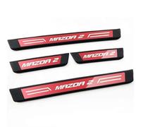 AAWEI Door Sill Scuff Plates for Mazda 2 2015 2016 2017 2018 2019,Stainless Steel Kick Guard Protector,Anti Scratch Threshold Bar,Self Adhesive Car Trim 4pcs,Red