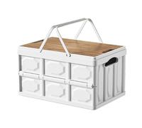 AAXgy Car Boot Organiser for Daewoo Rezzo 2000-2006 F600, Foldable Storage Box, with Lid, Sturdy Trunk Tidy, Heavy Duty Cargo Organiser, Large Capacity, Multi-compartment Storage,A-S-White