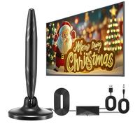AAZV DVB-T/DVB T2 Antenna, HDTV antenna with amplifier, indoor antenna for with strong magnetic base, 420 KM long range and 360° reception, suitable for 4K 1080p & all TV sets