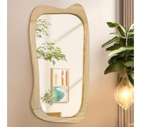 AAZZKANG Asymmetrical Wall Mirror Large 70x40cm Rustic Vanity Mirrors with Decorative Irregular Wood Framed for Bathroom Bedroom Living Room Hallway
