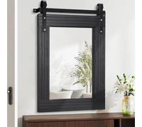 AAZZKANG Black Mirror Large 65x45cm Barn Door Rustic Mirrors with Wood Frame Rectangle Decorative for Bathroom Bedroom Farmhouse Wall Decor