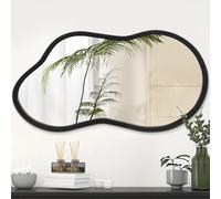 AAZZKANG Black Wall Mirror with Wood Framed Small Irregular Hanging Mirrors Modern Asymmetrical for Bedroom Living Room Entryway Bathroom Decorative 18"x10"
