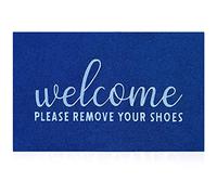 AAZZKANG Blue Door Mat Large Outdooor Welcome Doormat 36"x24" with Non Slip Rubber Backing Indoor Mat Durable Outside Inside Door Mats for Entryway