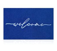 AAZZKANG Blue Door Mat with Non Slip Rubber Backing Welcome Doormat Outdoor Ultra Absorb Mud Easy to Clean Indoor Entrance Rug