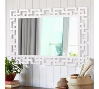 AAZZKANG Decorative Mirrors for Wall Large 65x45cm Modern Rectangular Wood Framed Mirror Art Decor for Bedroom Living Room Bathroom Hallway Entryway Hanging White