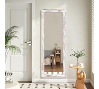 AAZZKANG Full Length Wall Mirror with Wood Frame 120L x 40W cm Rustic Large Hanging Mirrors for Bedroom Living Room Bathroom Rectangular White