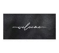 AAZZKANG Large Door Mat 120 x 45 cm with Durable Non Slip Rubber Backing Welcome Mat Ultra Absorb Mud Easy Clean Outdoor Indoor Heavy Duty Doormat, Black