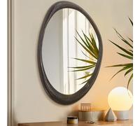 AAZZKANG Large Irregular Wall Mirror with Wood Framed 60L x 40W cm Vintage Asymmetrical Hanging Mirrors for Bathroom Bedroom Living Room Entryway