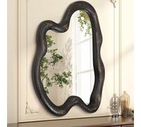 AAZZKANG Large Irrrgular Wall Mirror Retro 70x50cm Hanging Wall Mounted Wood Frame Mirrors for Bathroom Bedroom Living Room Entryway
