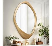 AAZZKANG Large Wall Mirror with Irregular Wood Framed 70x50cm Decorative Asymmetrical Hanging Mirrors for Bathroom Bedroom Living Room Entryway