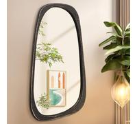 AAZZKANG Large Wall Mirror with Retro Irregular Wooden Frame 70x40cm Decorative Asymmetrical Hanging Mirrors for Bathroom Bedroom Living Room Entryway