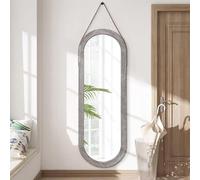 AAZZKANG Oval Full Length Mirror Wooden Frame Large 110x35cm Rustic Full Body Mirrors for Bedroom Living Room Entryway Dressing Room