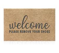 AAZZKANG Please Remove Your Shoes Doormat Non Slip Welcome Outdoor Mats for Home Entrance Easy to Clean Front Door Mat for Indoor,Entryway,Outside,Inside Brown