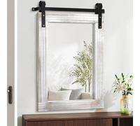 AAZZKANG Rustic Barn Door Mirror Large 65x45cm Rectangle Wall Mirrors with Wood Frame for Bathroom Bedroom Entryway Hallway