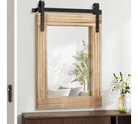 AAZZKANG Rustic Mirrors for Wall Large 65x45cm Rectangle Wood Frame Mirror with Metal Bracket Decorative for Farmhouse Bedroom Bathroom