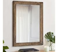AAZZKANG Rustic Wood Rectangle Decorative Wall Mirror - Large 65x45cm with Frame for Bedroom, Living Room, Bathroom