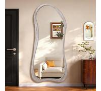 AAZZKANG Wall Mirror Full Length Rustic Wood Framed Floor Mirrors 180x80cm Irregular Large Full Body for Bedroom Living Room Entryway Dressing Room White