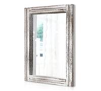 AAZZKANG Wall Mirror with Wood Frame Rectangle Rustic Mirror 50 x 40 cm Decorative Farmhouse Bedroom Bathroom Mirrors for Wall Home Decor White