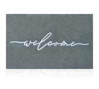 AAZZKANG Welcome Door Mat Non Slip Durable Outdoor Doormat Ultra Absorb Mud Easy to Clean Indoor Mats Entrance Rug for Front Door Light Gray