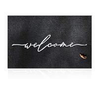 AAZZKANG Welcome Mat with Non Slip Rubber Backing Black Doormat Outdoor Ultra Absorb Mud Easy to Clean Front Door Mats for Indoor Entrance Black