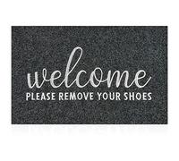 AAZZKANG Welcome Mats for Front Door Outdoor Non Slip Shoes Doormat Quickly Trap Dirt Easy to Clean Indoor Entry Door Mat Grey