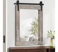 AAZZKANG Wooden Mirror Rectangle Decorative Rustic Wall Mirrors with Framed for Bedroom Living Room Bathroom Large 65x45cm