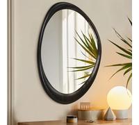 AAZZKANG Woooden Wall Mirror with Irregular Framed 60L x 40W cm Large Asymmetrical Hanging Mirrors for Bathroom Bedroom Living Room Entryway