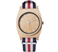 AB AETERNO "Route White Blue Red Maple Wood Swiss Quartz Hypoallergenic Unisex Analog NATO Fabric Watch