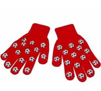 AB Childrens Stretch Gripper Gloves Magic Football Design Non Slip Winter Warm (Red)