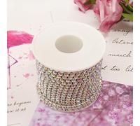 AB Color 4MM Crystal Rhinestone Close Chain Trimming Claw Chain Jewelry Crafts DIY, 11 Yard