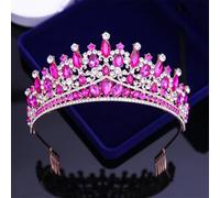 AB Color Crystal Wedding Crown With Combs Women Diadem Banquet Tiaras Party Costume Hair Jewelry Accessories Gold Rose