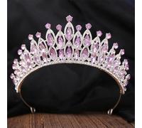 AB Color Crystal Wedding Crown Women Rhinestone Banquet Tiaras Party Costume Hair Jewelry Accessories Silver Purple