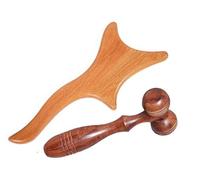 AB CRAFT Drainage Massage Paddle Use For Manual Anti-Cellulite Gua Sha Tool Maderotherapy Muscle Pain Relief Soft Tissue Therapy Device For Neck Back Legs And body With Wooden Face massager Set of 2