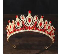 AB Crystal Crown For Women Girls Elegant Bride Queen Bridal Tiaras Hair Accessories Wedding Gift Headbands gold red