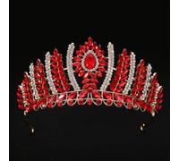 AB Crystal Crown For Women Girls Wedding Bride Queen Bridal Tiaras Hair Accessories Gift Headbands gold red