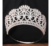 AB Crystal Opal Big Tiara Crown For Women Girls Party Elegant Rhinestone Crown Hair Dress Jewelry silver