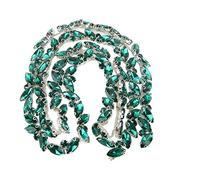AB Crystal Rhinestone Applique Beaded Chain Patch Sewing Trim Fringe Embellishment1 Yard Rhinestone Chain for Clothing Shoes Jewelry Accessories(Hole Green) Clothing Accessories