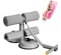 Ab dominal training aid, double suction cup trainer, three-level height adjustment, multifunctional adjustable abdominal trainer with drawstring, suitable for home fitness (Gray)