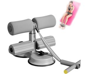Ab dominal training aid, double suction cup trainer, three-level height adjustment, multifunctional adjustable abdominal trainer with drawstring, suitable for home fitness (Gray)