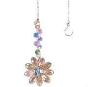 AB For CRYSTAL Sun Catcher Wind Chime with Elegant Floral Construction, Rainbow-Reflecting Pendant for Wedding Celebration Party Decoration (Sparkling Wine Color)