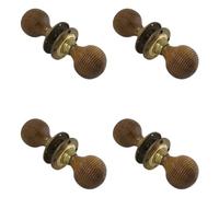 AB Hardware 4 Pair Rosewood & Aged Brass Beehive Door Knobs Traditional Rim & Mortice Compatible