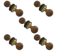 AB Hardware 5 Pairs of Rosewood & Aged Brass Beehive Door Knobs Traditional Rim & Mortice Compatible