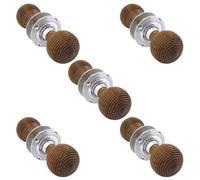 AB Hardware 5 Pairs Rosewood & Polished Chrome Beehive Door Knobs Traditional Rim & Mortice Compatible