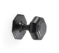 AB Hardware 70mm Powder Coated Black Octagonal Centre Door Knob Pull Front Back Solid Brass
