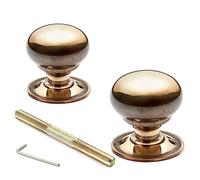 AB Hardware Aged Solid Brass 40mm Unlacquered Victorian Brass Door Knobs Internal Handle Rim Mortice