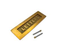 AB Hardware Aged Solid Brass Letter Box Plate, 250 x 76 mm, Embossed Letters Design